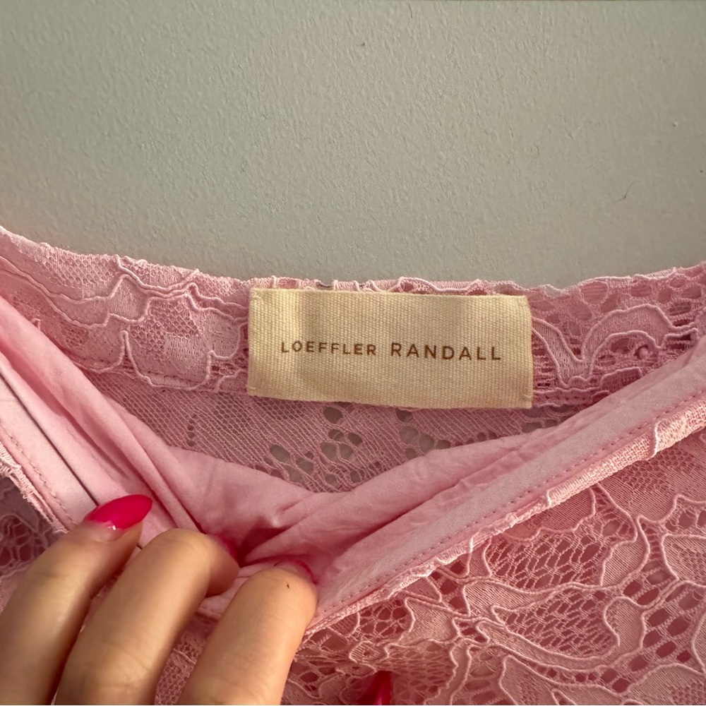 Loeffler randall pink lace bodysuit and skirt size L - Picture 10 of 10